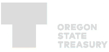 Gray T logo to the left of the words OREGON STATE TREASURY in uppercase, light gray text on a white background.