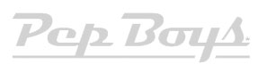 Gray Pep Boys logo in a stylized, cursive font with a horizontal line underneath the text.