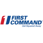 First Command logo with a red and blue graphic on the left and the words First Command Get Squared Away on the right.